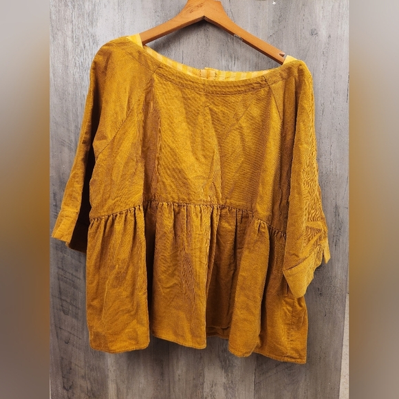 Anthropologie Maeve Maria Babydoll Coudoroy Blouse in Mustard Yellow Size Small● - Picture 7 of 10